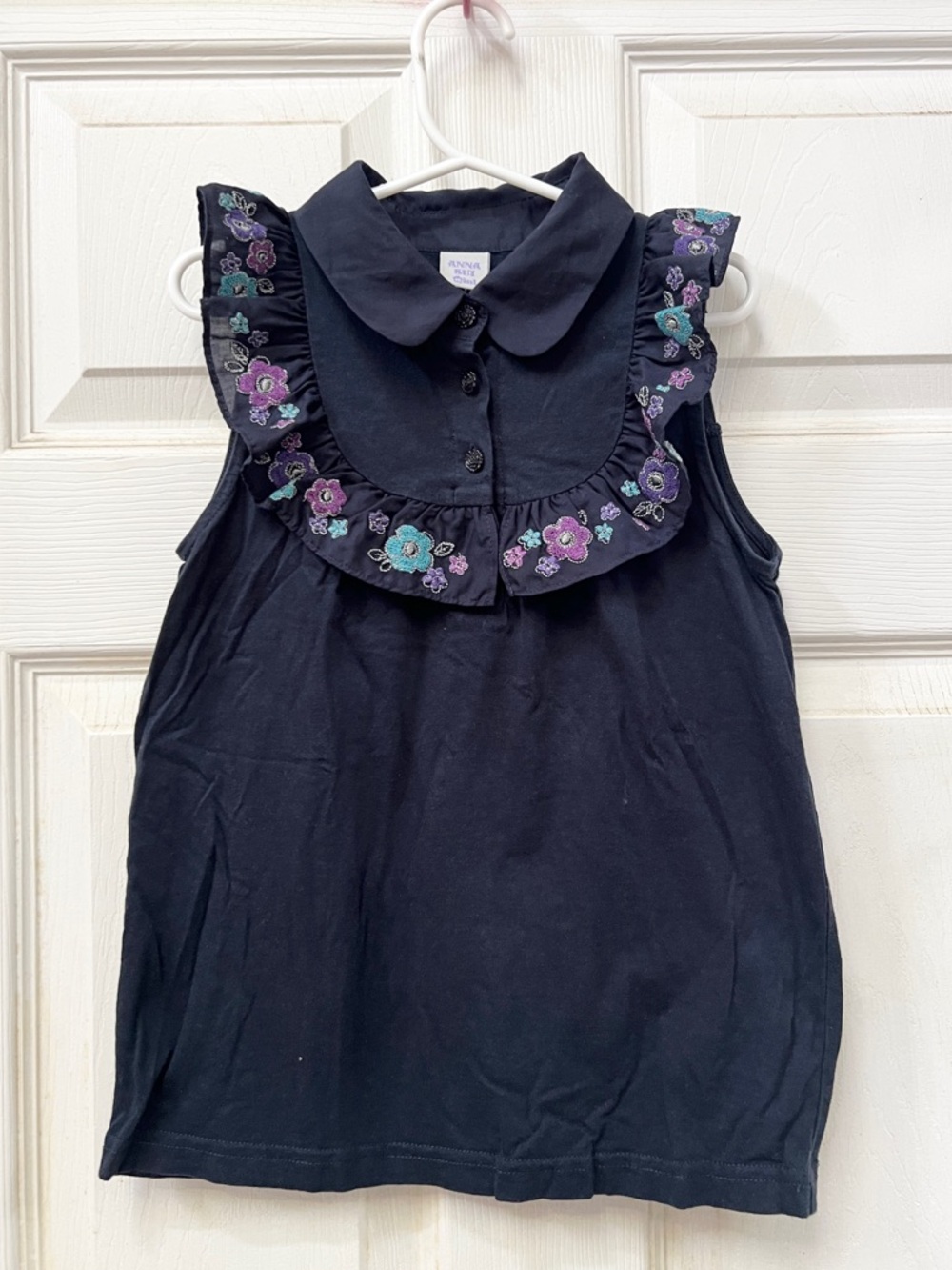 Anna Sui Navy Top with Lavender Logo Tag